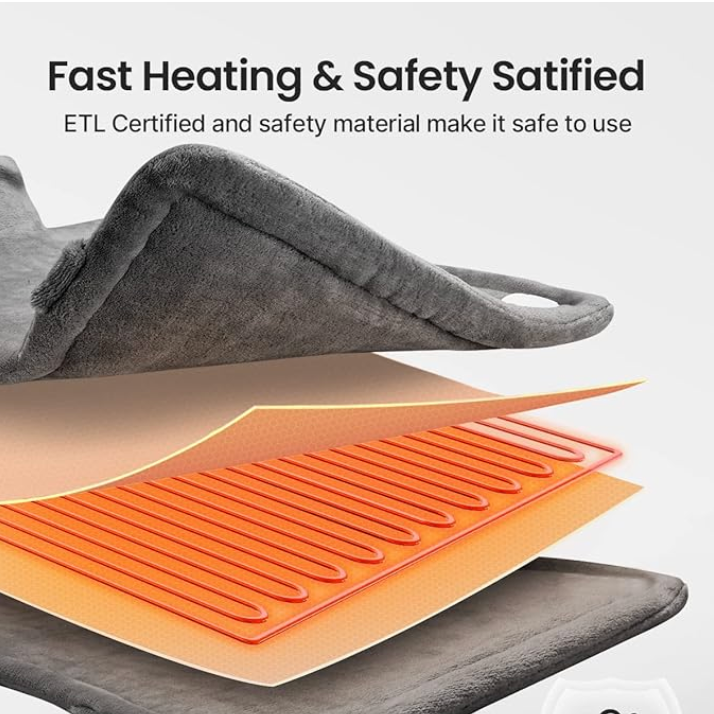 Stay Revived Electric Heating Pad for Back Neck Shoulders